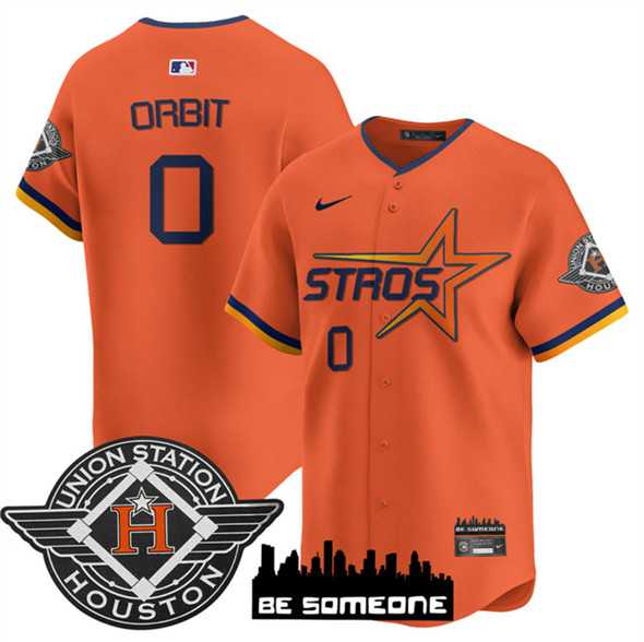 Men%27s Houston Astros #0 Orbit Orange 2025 City Connect Limited Stitched Jersey Dzhi->houston astros->MLB Jersey